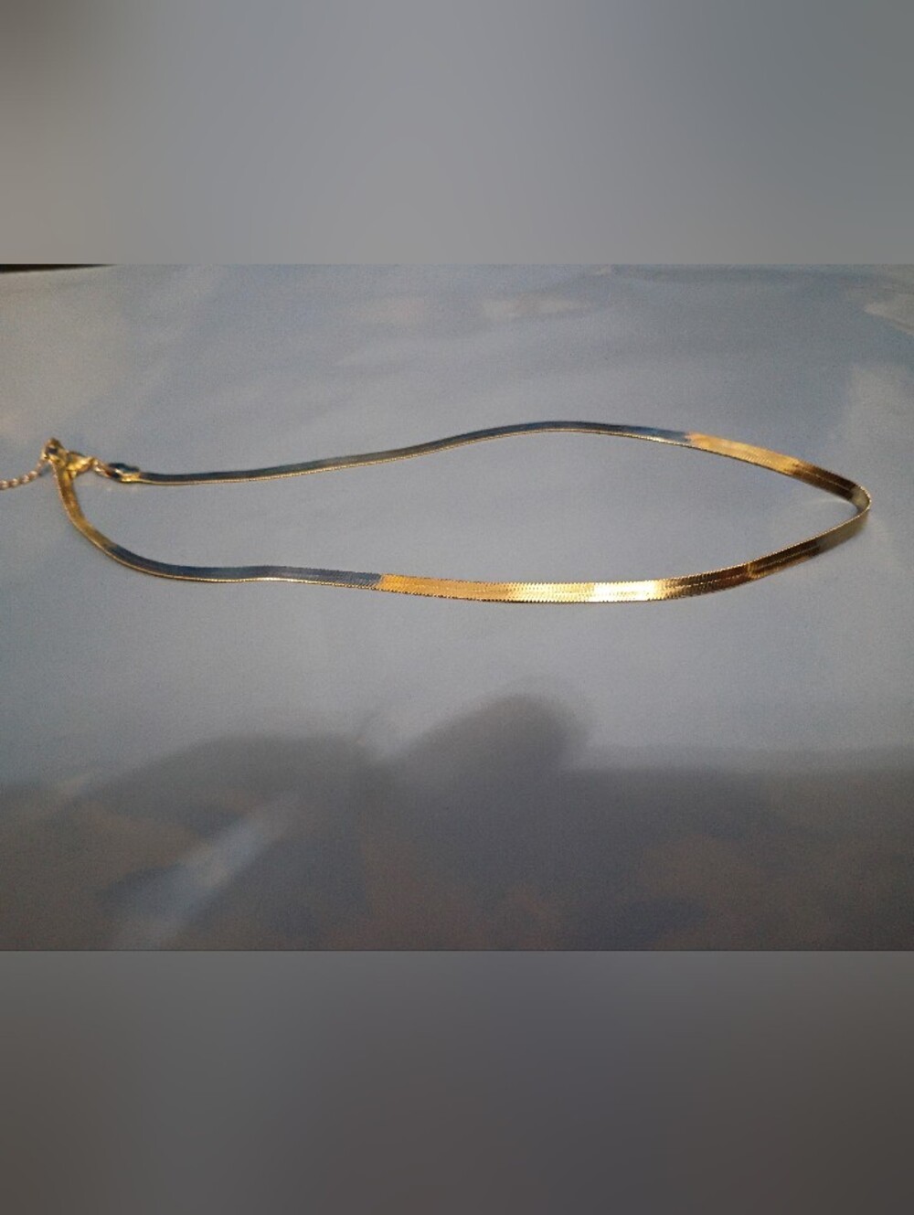 14K Gold Plated Herringbone Flat Snake Chain Layering Necklace